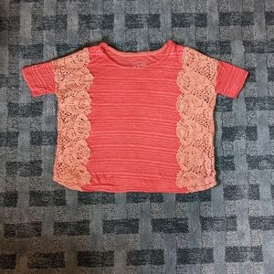 Free People Top Size S Coral Orang Lace Oversized